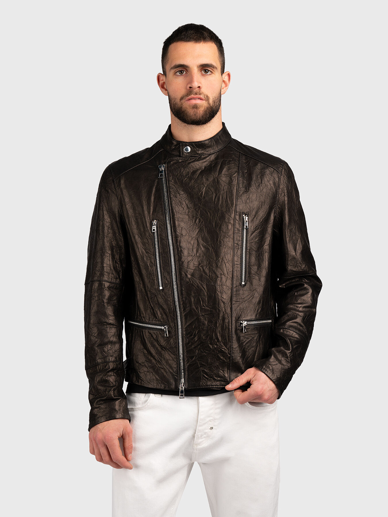 Nappa leather biker jacket brand MICHAEL KORS Globalbrandsstore en