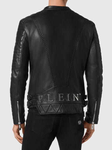 ICONIC P leather biker jacket with logo on the back - 3