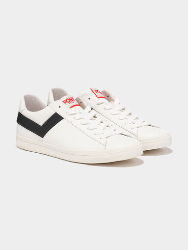 TOP STAR White unisex sneakers with black stripe - 5