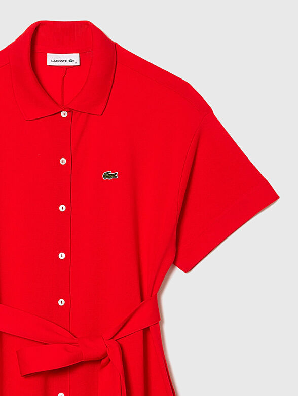 Red pique polo dress - 2