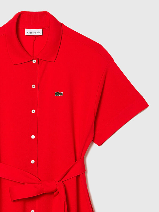 Red pique polo dress brand LACOSTE  Globalbrandsstore.com/en