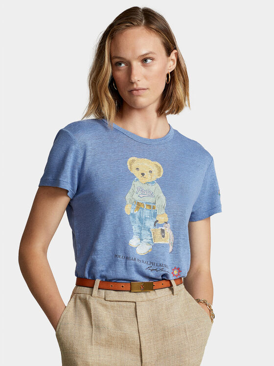 Синя тениска с Polo Bear принт - 1