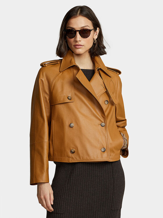 Double-breasted leather jacket - 1
