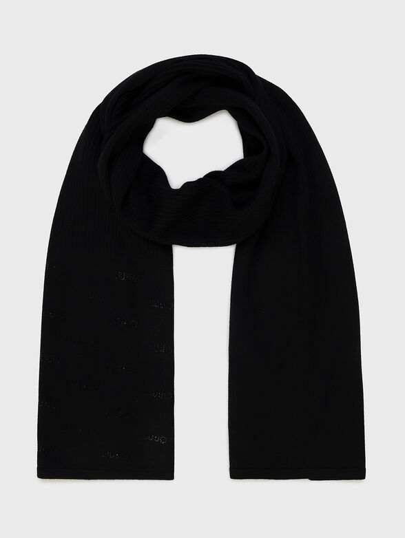 Black knitted scarf with rhinestones - 1
