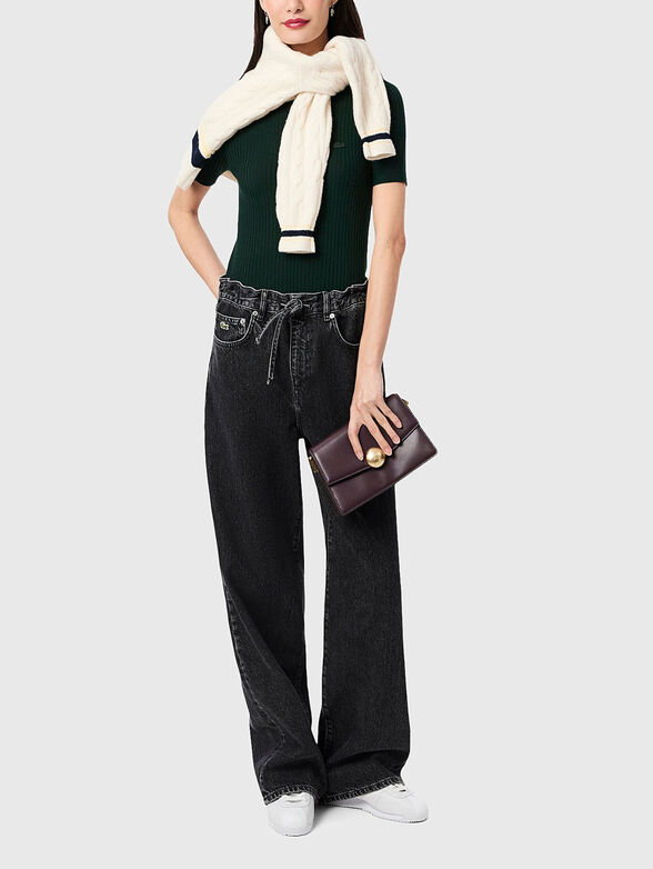 Short sleeved merino wool rib knit sweater - 2