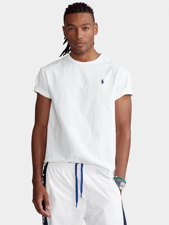 White t-shirt with logo embroidery - 1