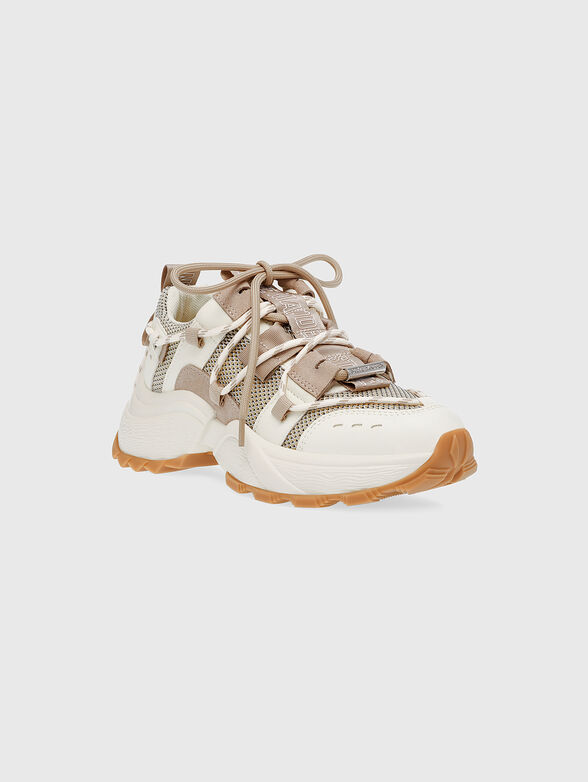 TAZMANIA white sneakers with brown details - 2