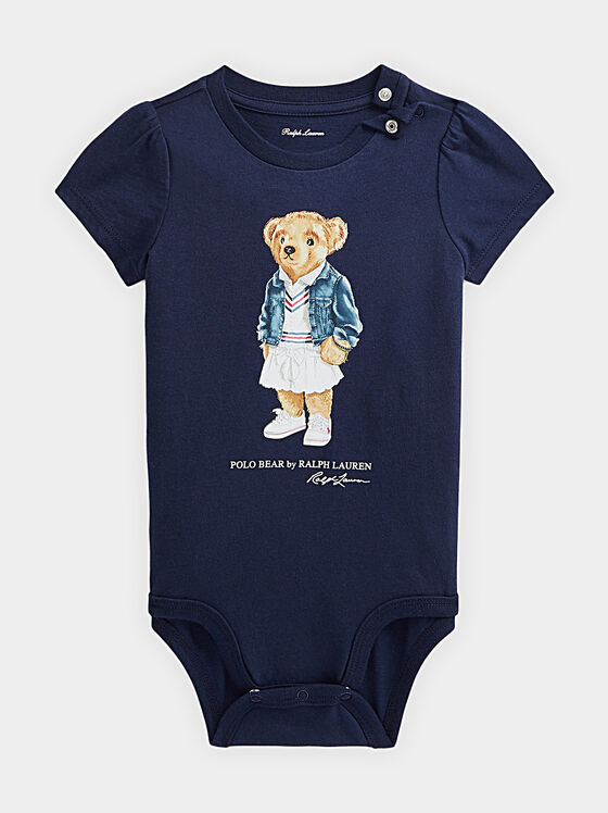 Тъмносиньо боди с принт Polo Bear - 1