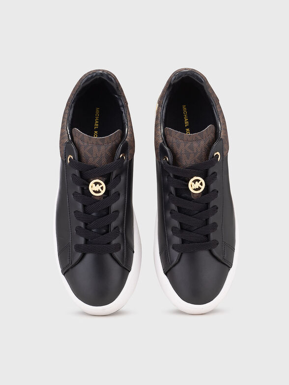 Leather sports shoes with logo print - 6