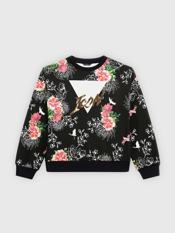 Blouse with floral print and logo accent - 1