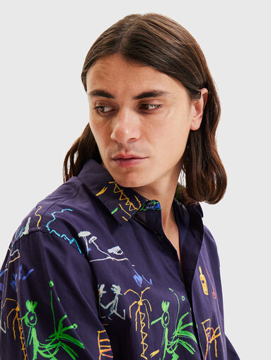 MIAMI blue shirt with contrasting print - 4