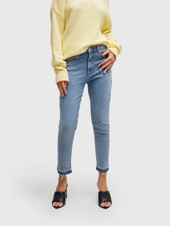 Blue slim jeans with contrast hem - 1