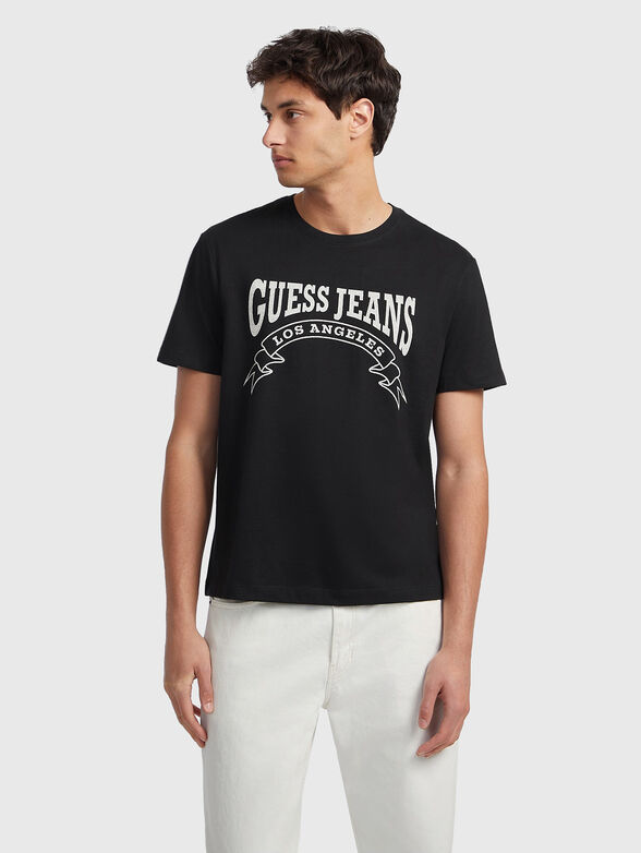 Black T-shirt with contrasting logo print - 1