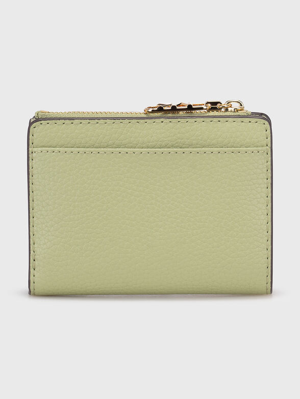 Beige leather wallet with logo - 2