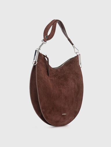 Suede bag with logo in brown - 4