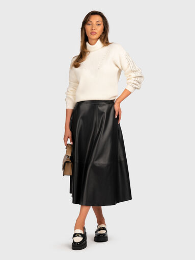 Black midi skirt in eco leather - 5