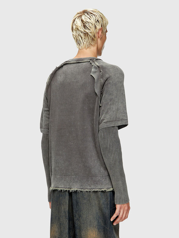 K-PETRO cotton blouse with worn effect and accent sleeves - 3