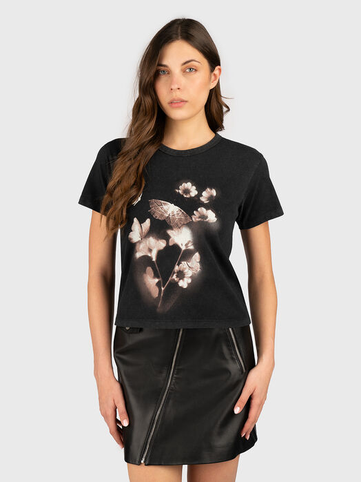 Cotton T-shirt with oval neckline
