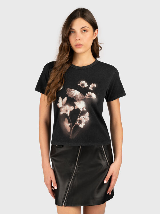 Cotton T-shirt with oval neckline - 1