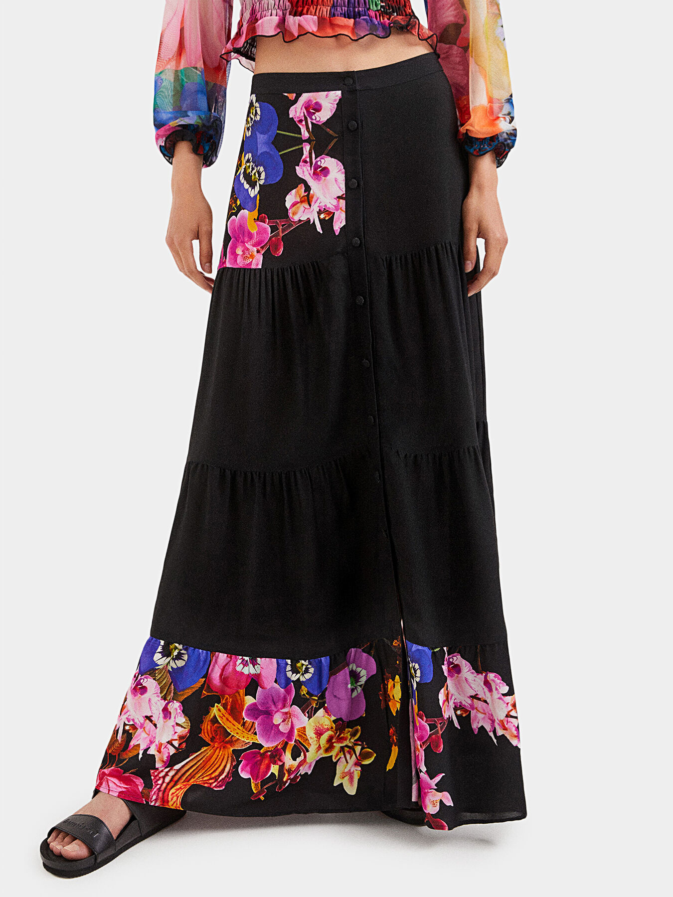 Long skirt with floral motifs brand DESIGUAL
