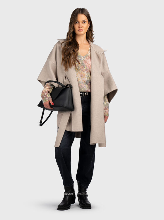 Beige wool blend coat - 2