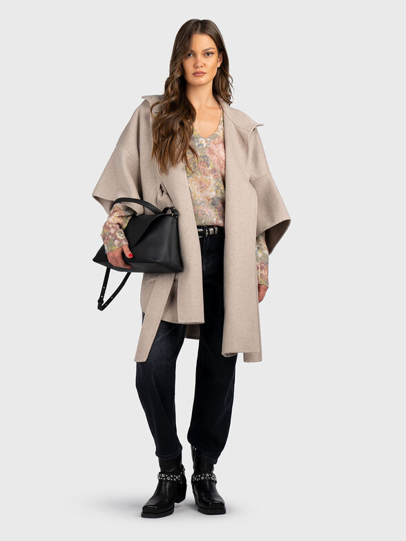 Beige wool blend coat - 2