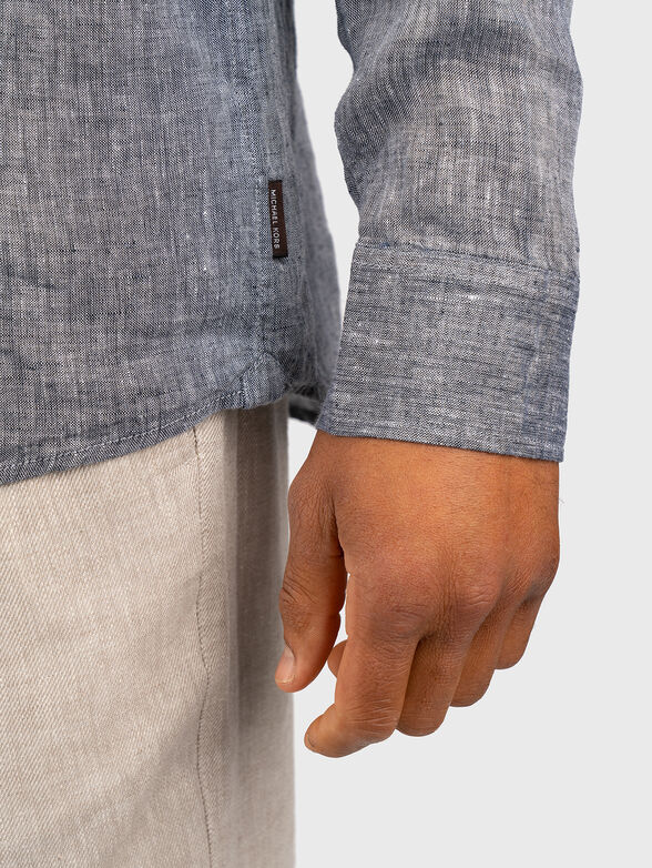 Beige linen shirt with logo detail - 5