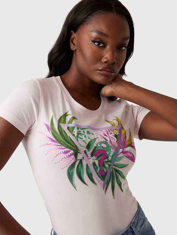 Slim cotton T-shirt with floral print - 4