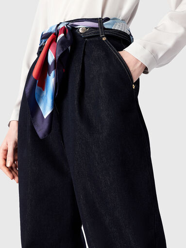 Dark blue jeans with high waist  - 4