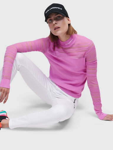 White jeans with contrast logo - 4
