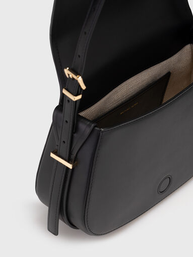 Black leather bag with logo - 5