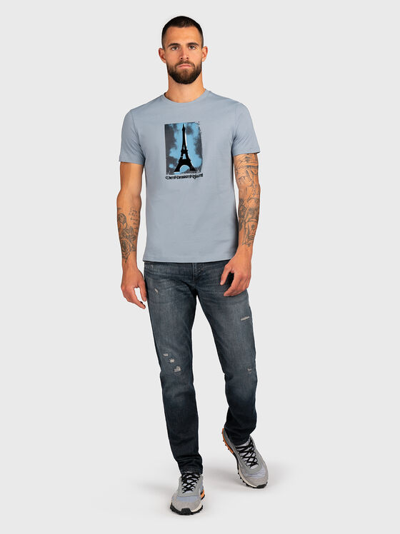 Blue T-shirt with print - 2