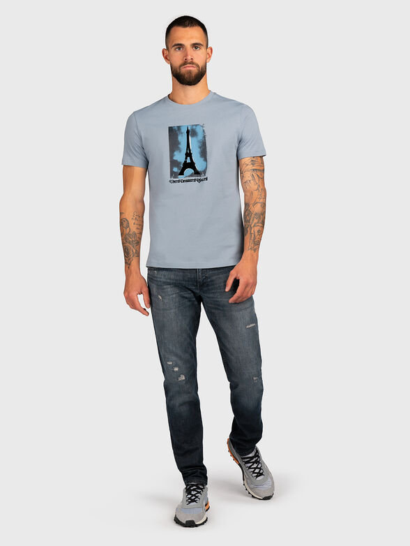 Blue T-shirt with print - 2