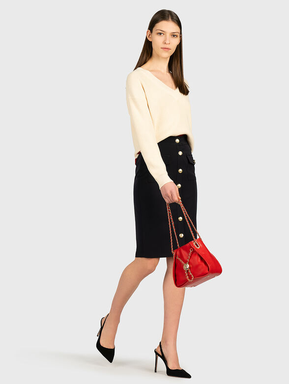 Pencil skirt with accent buttons - 4