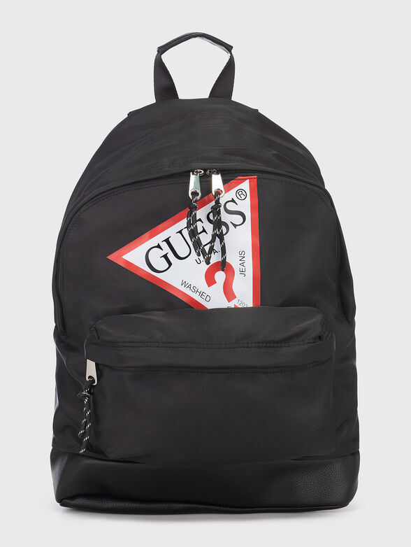 Black backpack with accent print - 1