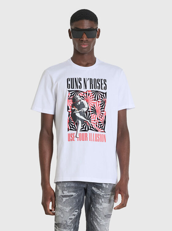 Тениска с овално деколте и принт - 1