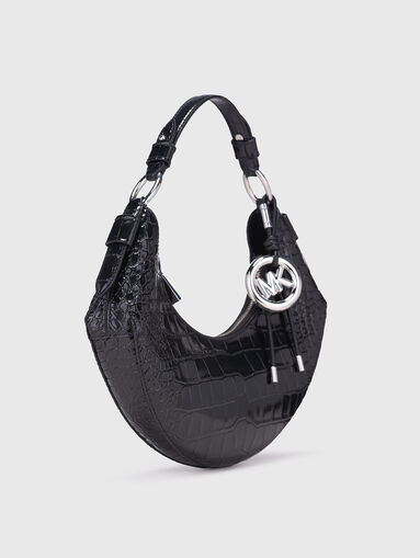 Leather shoulder bag with croco effect - 3