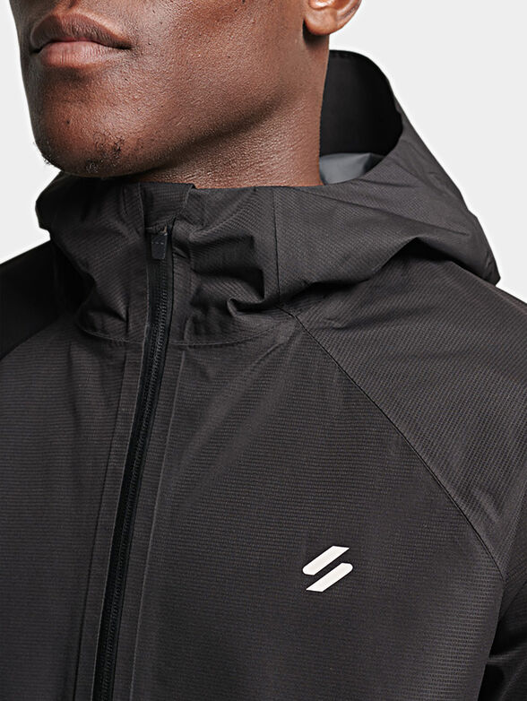 Black waterproof jacket with zip and hood - 4