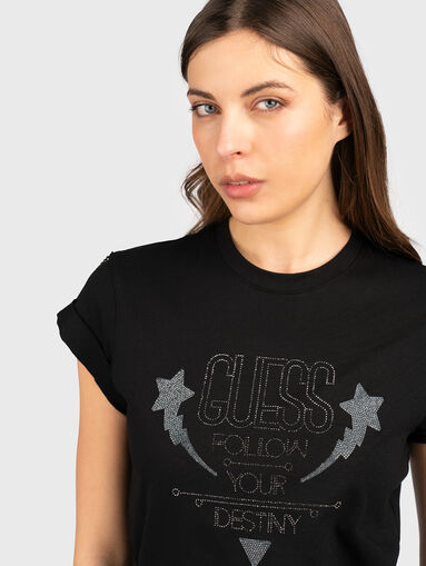 Cotton T-shirt with rhinestones - 4