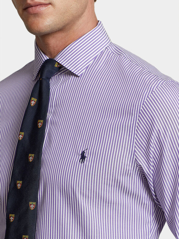 Shirt with checked pattern in purple - 4