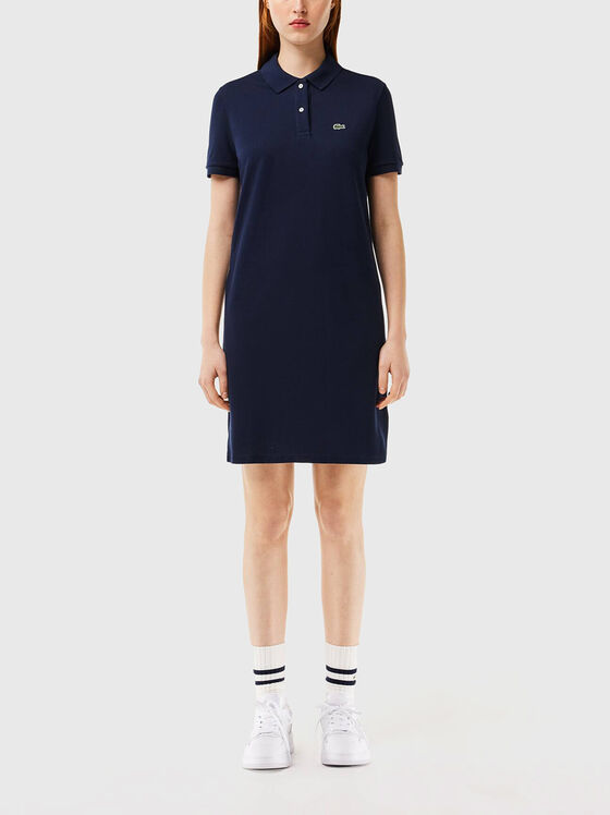 Dark blue piqué knit polo dress - 1