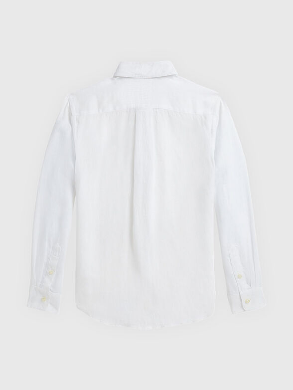 White linen shirt with logo embroidery - 2
