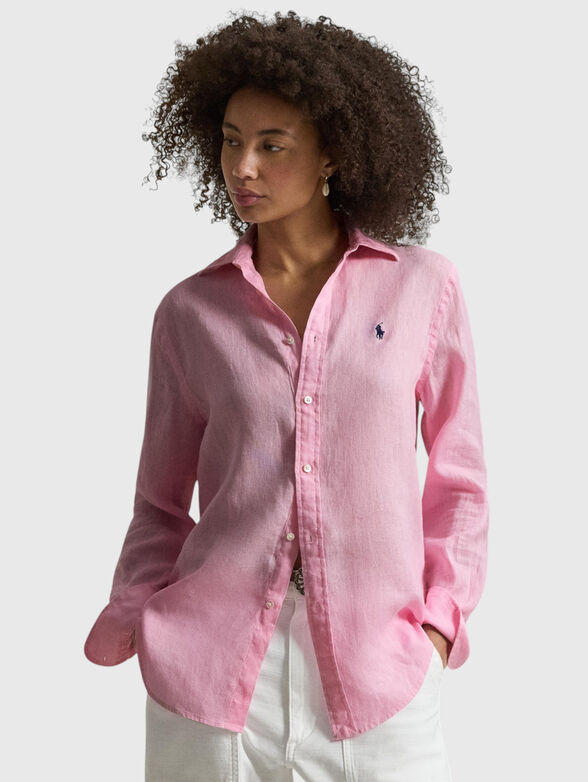 Linen shirt with embroidered logo - 1