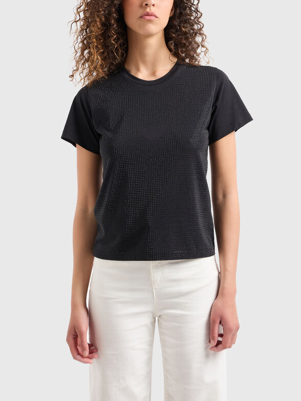 T-shirt with appliqu&eacute;d rhinestones - 1