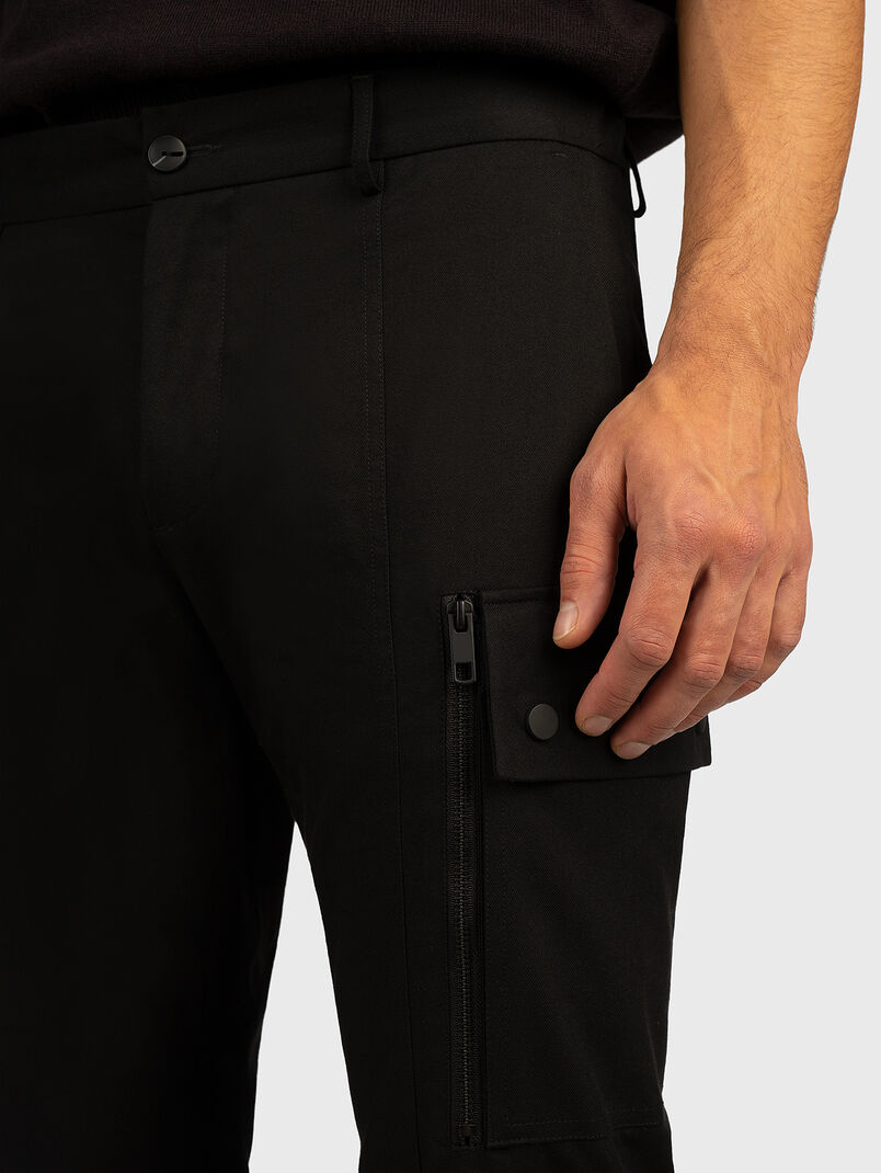 RON black trousers with accent zips  - 3