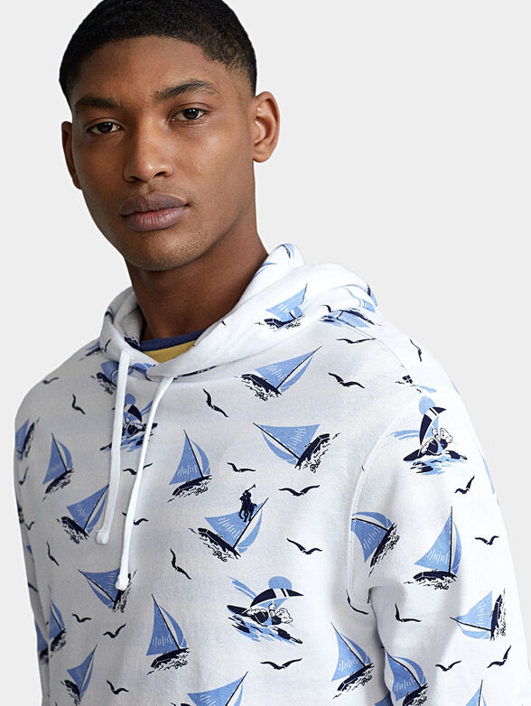 Sweatshirt with hood and sea prints - 3