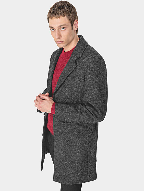 Wool blend coat in dark grey - 3