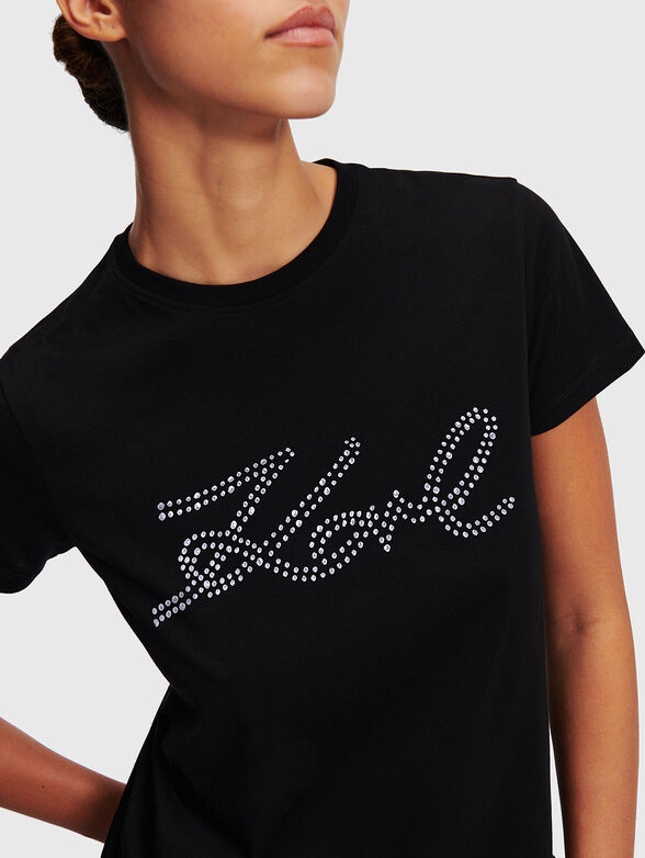 Black T-shirt with rhinestones - 4