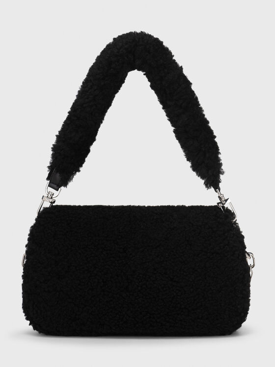 Черна чанта с метален лого детайл - 2