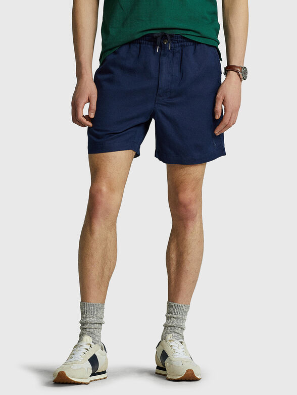 Blue linen blend shorts - 1